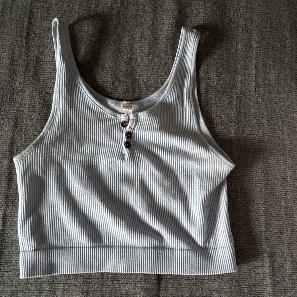 By Together Gray Ribbed Sleeveless Crop Tank